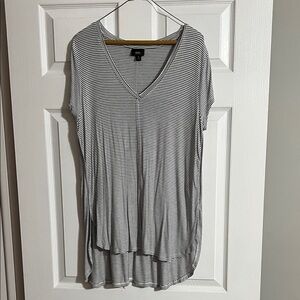 Mossimo Supply Co. Black and White Striped V-Neck Top